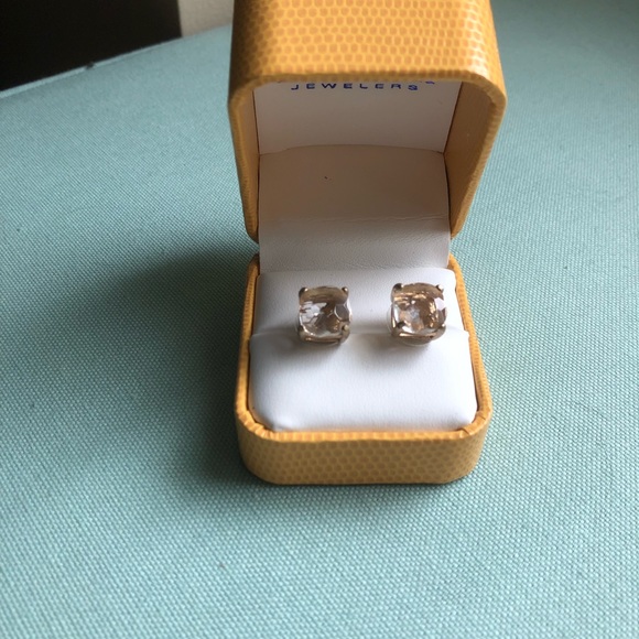 Large smoke gold stud earrings - Picture 1 of 3